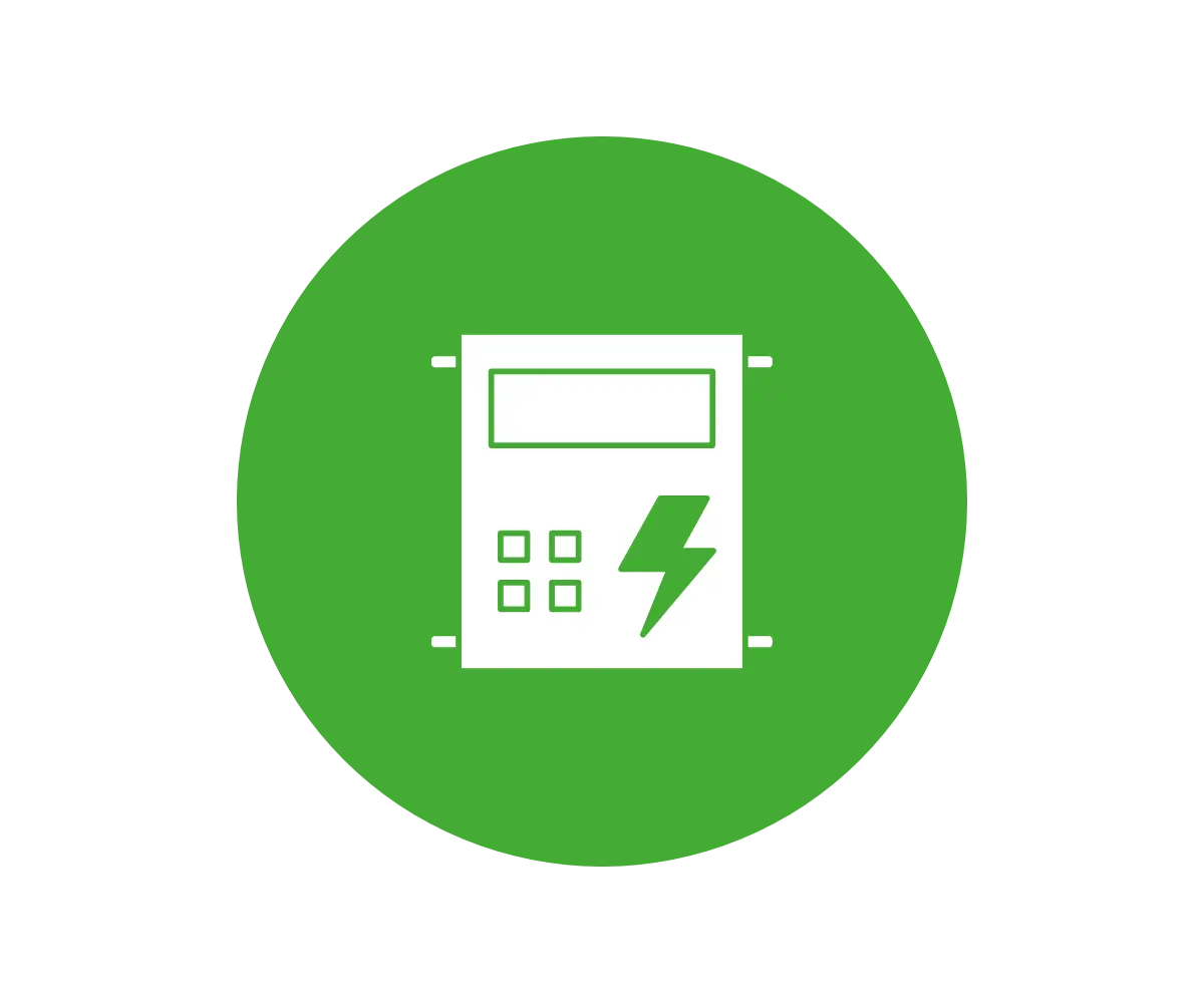 a green circle with a white value engineering icon