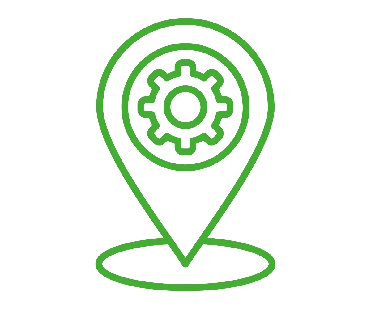 a green icon showing a cog for onsite workers at eco-1