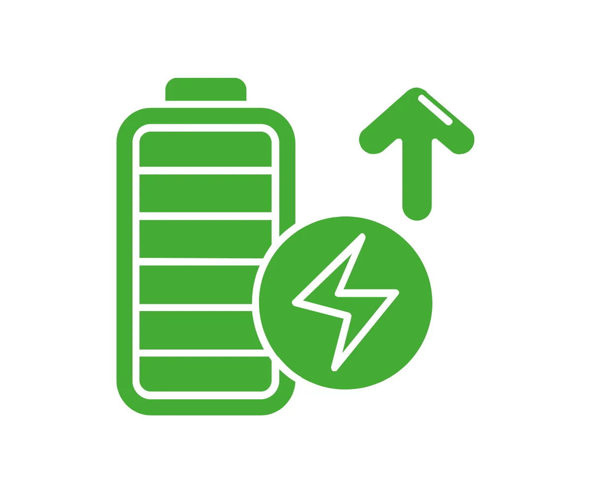 a green icon showing energy efficiency in green eco-1 colour scheme