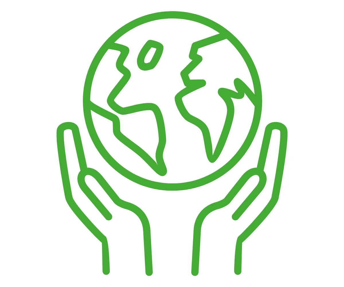 a green icon showing a planet