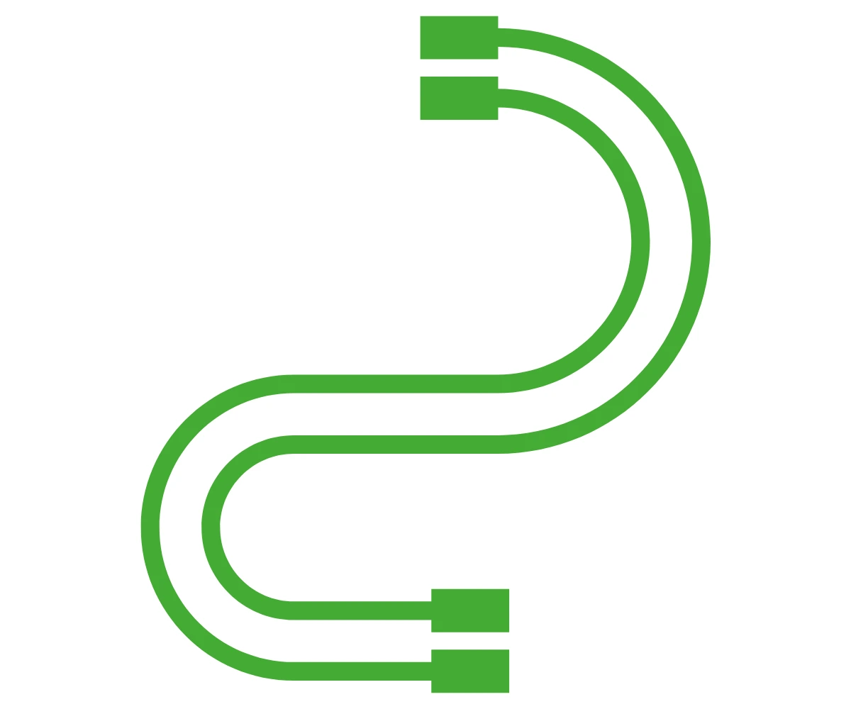 wire shown on a white background with a green wire in the eco-1 colour scheme showing extension switchboards