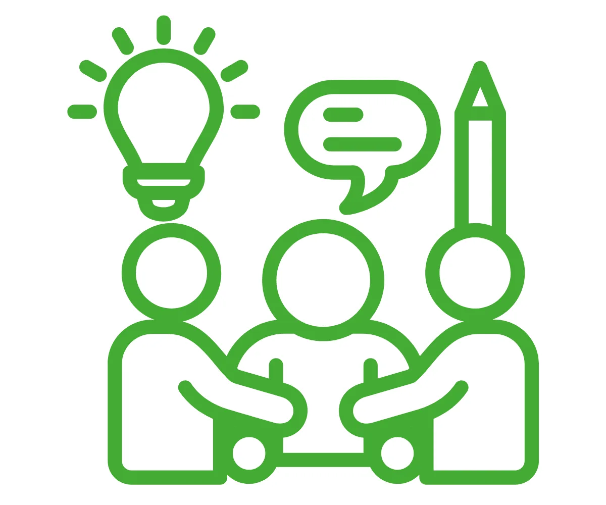 a green icon against showing a team