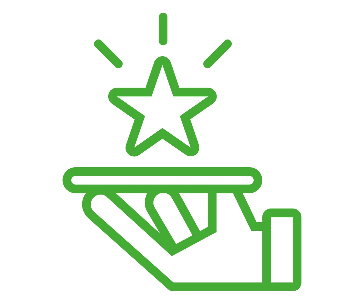 a green icon showing a start in the eco-1 colour scheme