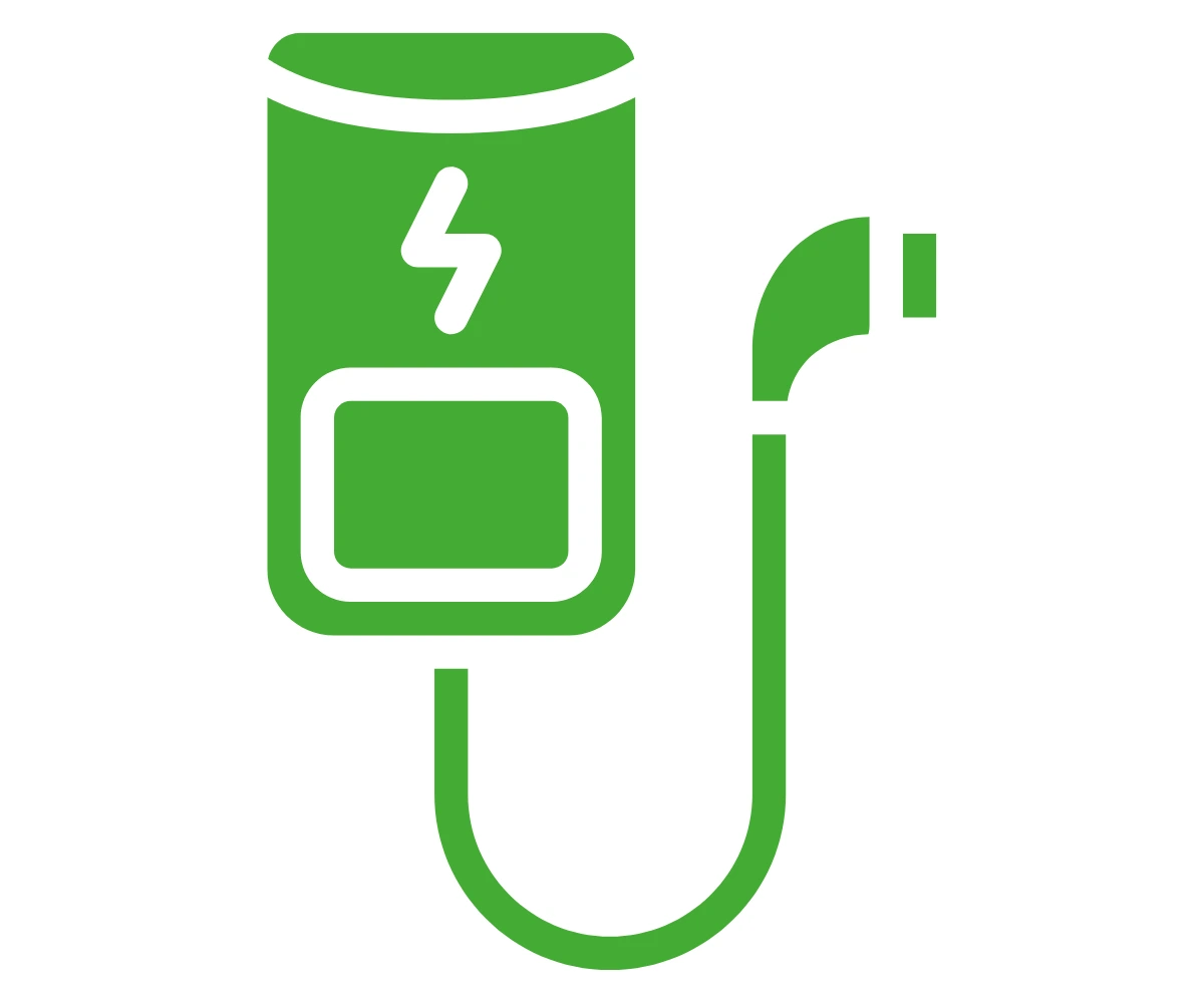 a green car charger icon on a white background
