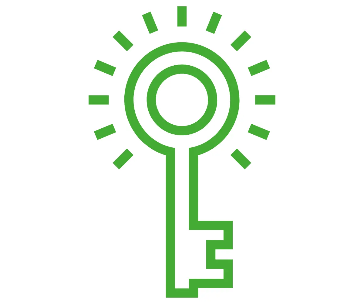 Icon showing key turnkey solutions in green