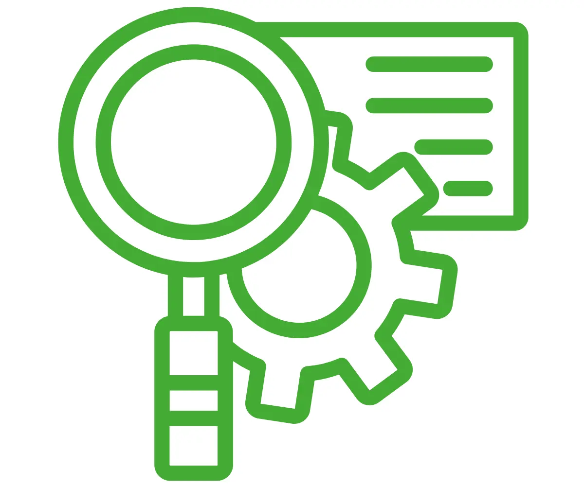reactive fault finding icon in green on white background