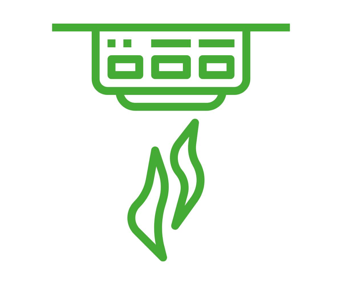 fire safety icon on a green design colour scheme that is eco-1 and white background
