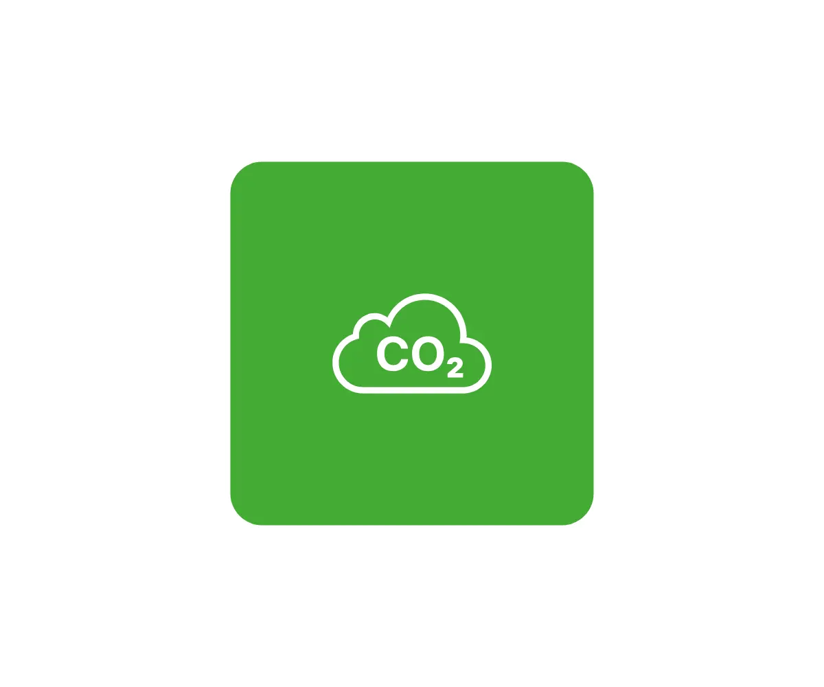 image showing green square with white cloud icon and co2 saving