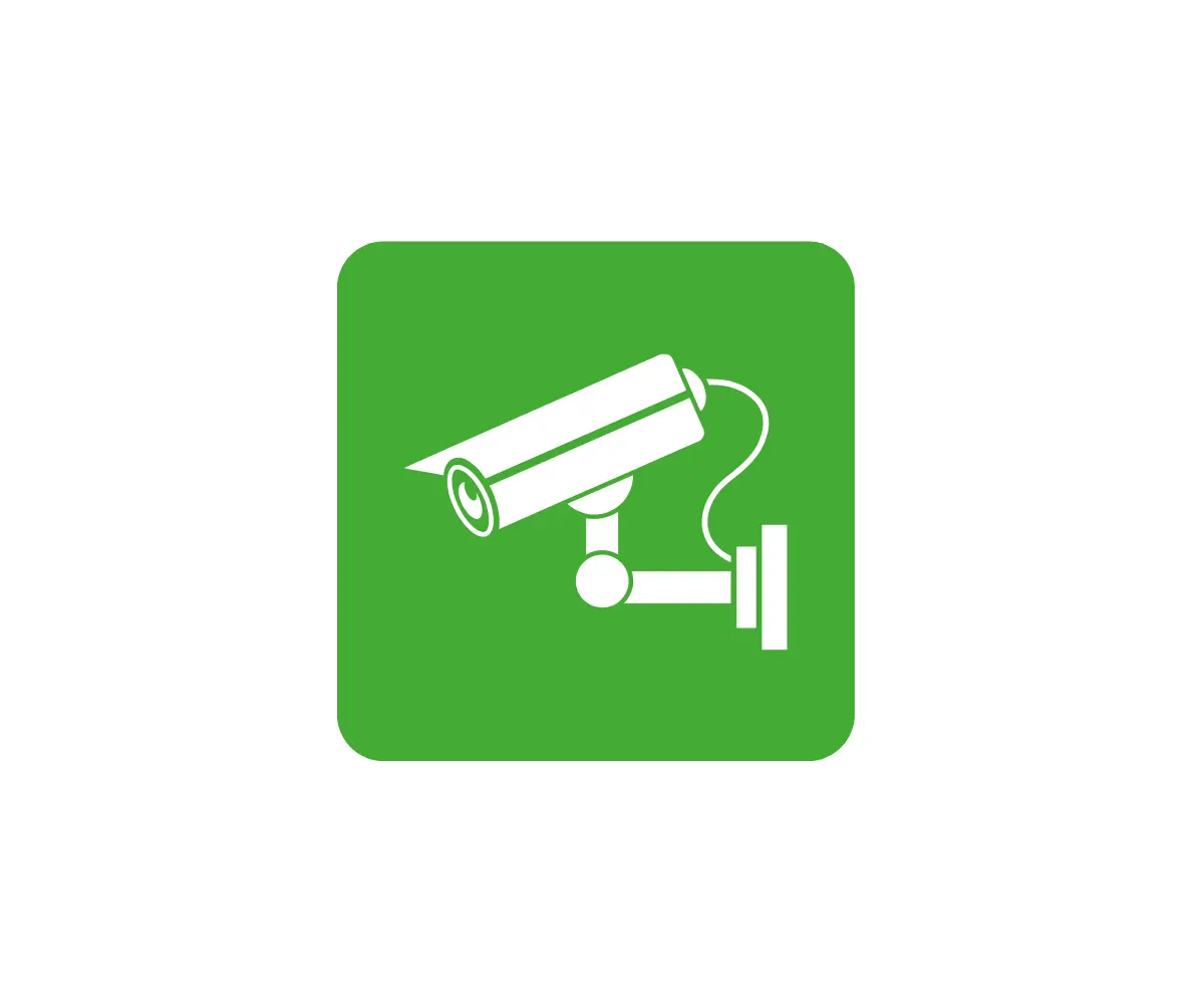 a green background with a white cctv icon