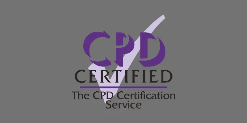 a grey background with the purple CPD Certification service logo
