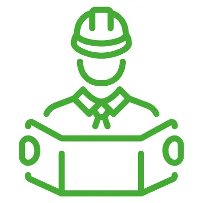 icon showing a man reading a design drawing