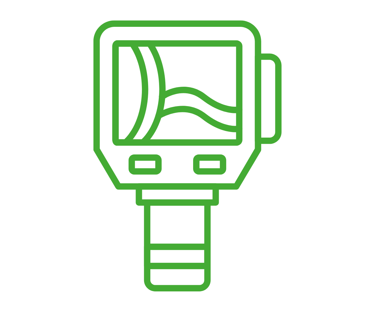 image of thermal imaging equipment in green against a white background